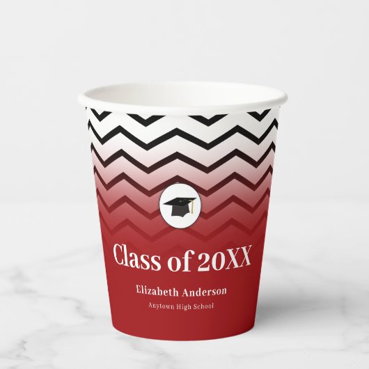 Gobelets En Papier Zigzag Motif Red Graduation (Recto)