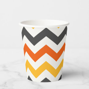 Gobelets En Papier Zigzag orange et noir