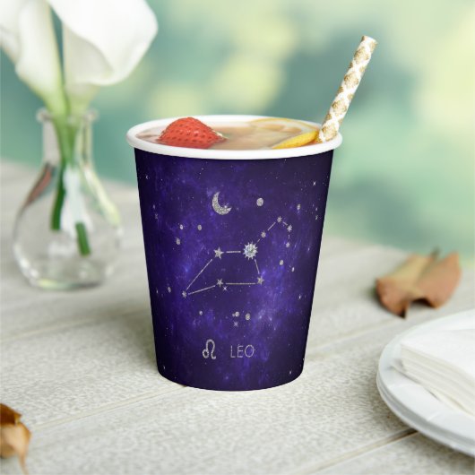 Gobelets En Papier Zodiac Purple Leo | Horoscope d'astrologie cosmiqu (Insitu)
