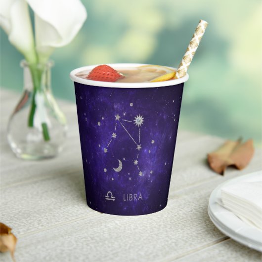 Gobelets En Papier Zodiac Purple Libra | Horoscope d'astrologie cosmi (Insitu)