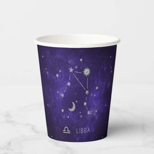 Gobelets En Papier Zodiac Purple Libra | Horoscope d'astrologie cosmi (Verso)