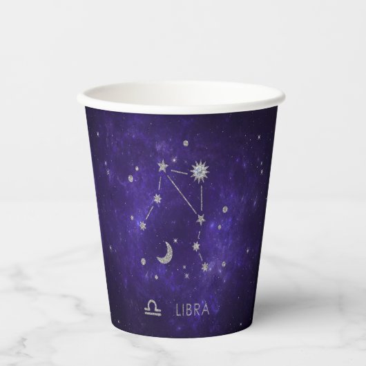 Gobelets En Papier Zodiac Purple Libra | Horoscope d'astrologie cosmi (Recto)