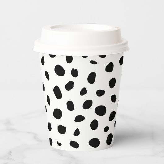 Gobelets En Papier Zones de guépard noir blanc (Recto)