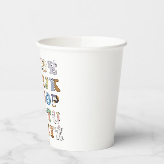 Gobelets En Papier Zoo - Lettres alphabétiques sur les animaux - Appr (Gauche)