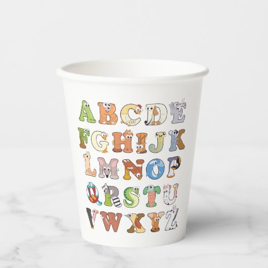 Gobelets En Papier Zoo - Lettres alphabétiques sur les animaux - Appr (Recto)
