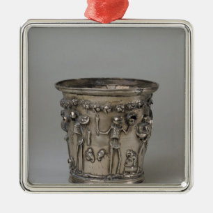 Goblet met ingegraveerd skelet met maskers metalen ornament