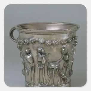 Goblet met ingegraveerd skelet vierkante sticker