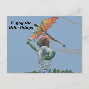 Goblin Flying Dragon Kite Fantasy Art Briefkaart