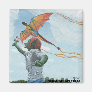 Goblin Flying Dragon Kite Fantasy Joy Magnet Magneet