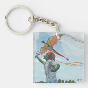 Goblin Flying Dragon Kite Fantasy Sleutelhanger