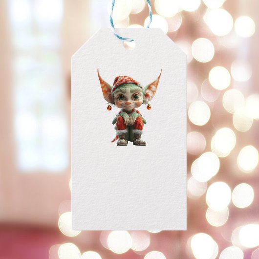 Goblin Kerst Elf Witte Gift Labels Cadeaulabel
