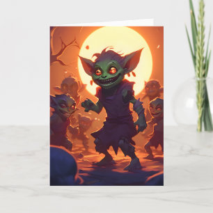 Goblin Kinderen Halloween Feestdagen Kaart