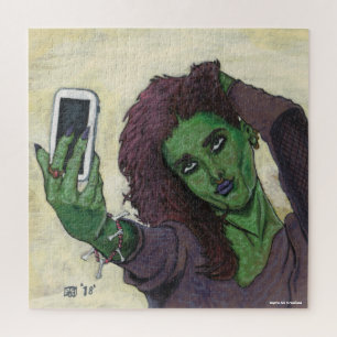 Goblin Meisje Mobiele Telefoon Selfie Grote Kunst Legpuzzel