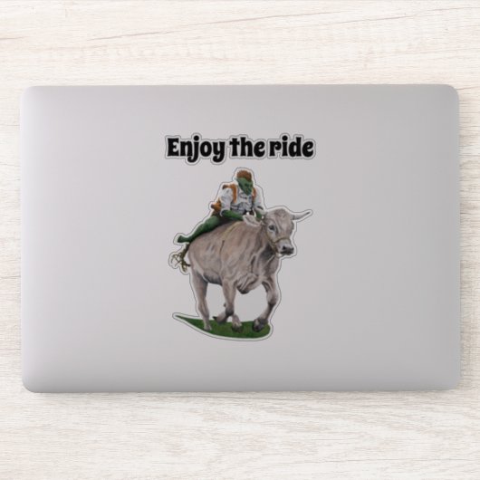 Goblin Rider Ox Racing Fantasy Art Sticker (Computer)