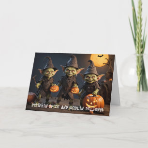 Goblins Halloween Party met gloeiende pompoenen Kaart