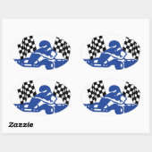 GoCart Racing Flags Ovale Sticker (Vel)