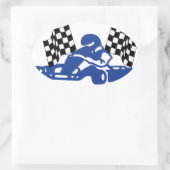 GoCart Racing Flags Ovale Sticker (Tas)