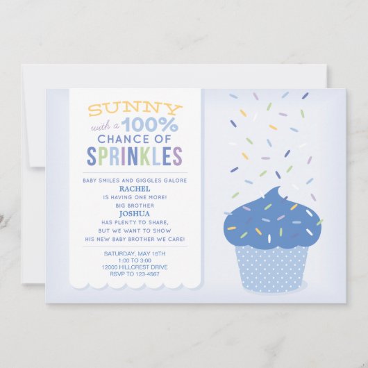 Gocce di paillette de Cupcake Bleu Invitation (Devant)