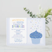 Gocce di paillette de Cupcake Bleu Invitation (Debout devant)