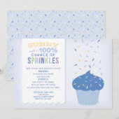 Gocce di paillette de Cupcake Bleu Invitation (Devant / Derrière)