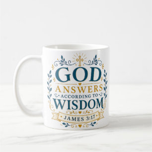 God antwoordt volgens wijsheid Christelijke quote Koffiemok