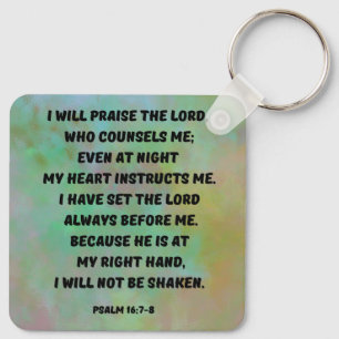 God begeleidt en beschermt me Psalm16:7-8 Bijbelve Sleutelhanger