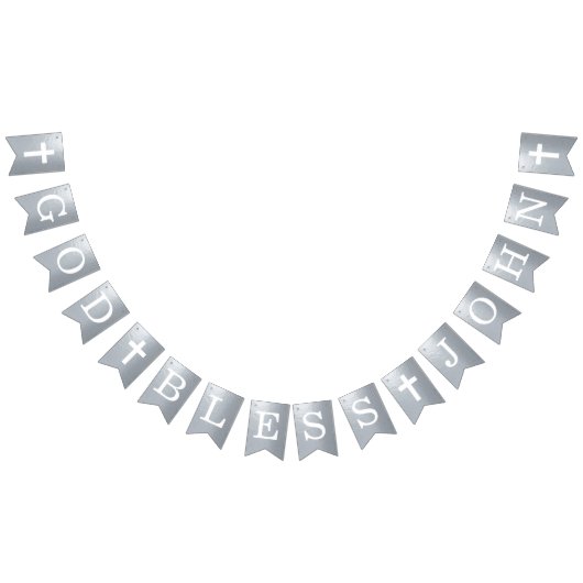 God Bless 4 Letters Name Silver Baptism Communemen Vlaggetjes (Alle)