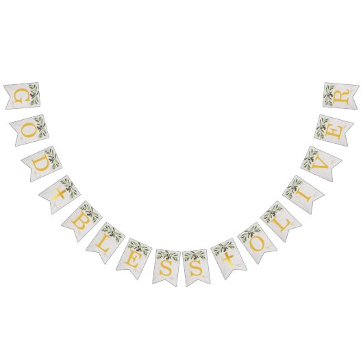 God Bless 6 Letters Olive Leaves Baptisme Commune Vlaggetjes (Alle)