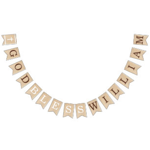 God Bless 7 Letters Brown Wood Baptisme Communist Vlaggetjes