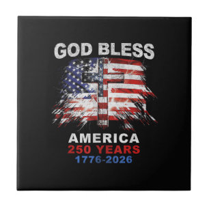 God Bless America 250 Jaar 1776-2026 Christelijk K Tegeltje