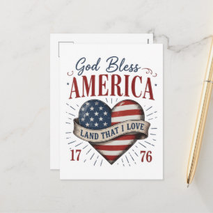 God Bless America 250ste Patriottische Hart Vlag Feestdagenkaart