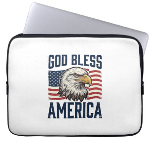 God Bless America Adelaar Patriottische Vector Ont Laptop Sleeve