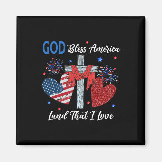 God Bless America Christelijk Hart Kruis Jezus 4e  Magneet