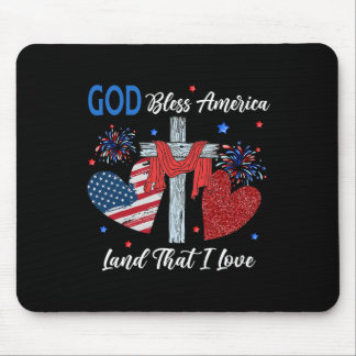 God Bless America Christelijk Hart Kruis Jezus 4e  Muismat