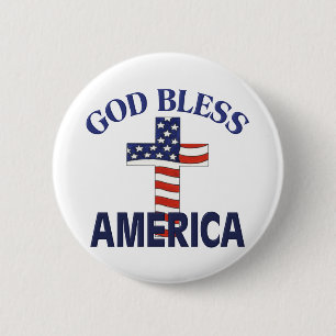 God Bless America Cross Ronde Button 5,7 Cm
