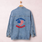 God Bless America Cute Patriotic Christelijk Denim Jacket (Hangar)