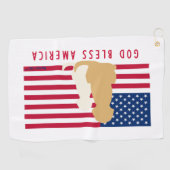 God Bless America Dog Golf Towel Golfhanddoek (Horizontaal)