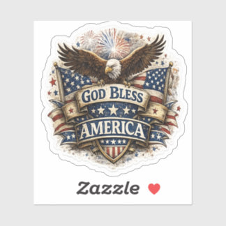 God Bless America Eagle Sticker VS Vlag 4 juli