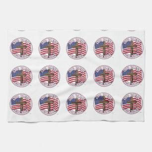 God Bless America en Kruis Met USA Vlag 50 sterren Theedoek