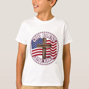 God Bless America en Kruis Met Vlag van de VS 50 s T-shirt