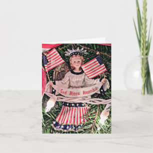 God Bless America Engel Kerstkaart Kaart