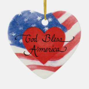 God Bless America Heart Ornament