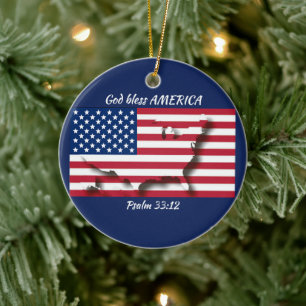 GOD BLESS AMERICA KERAMISCH ORNAMENT
