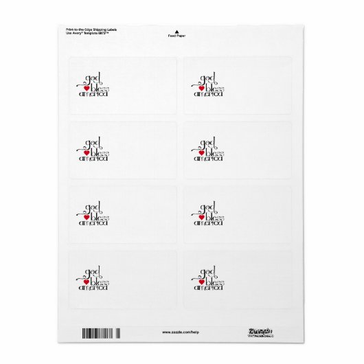 God Bless America Label (Full Sheet)