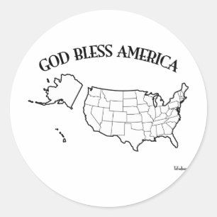 GOD BLESS AMERICA met Amerikaanse contouren Ronde Sticker