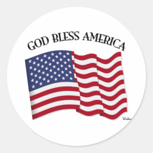 GOD BLESS AMERICA met Amerikaanse vlag Ronde Sticker