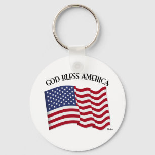 GOD BLESS AMERICA met Amerikaanse vlag Sleutelhanger