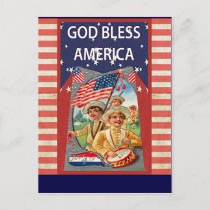 God Bless America met patriottische kinderen Briefkaart