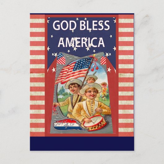 God Bless America met patriottische kinderen Briefkaart (Voorkant)