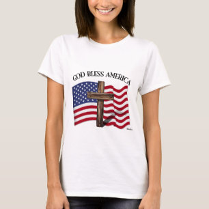 GOD BLESS AMERICA met robuust dwars- en Amerikaans T-shirt